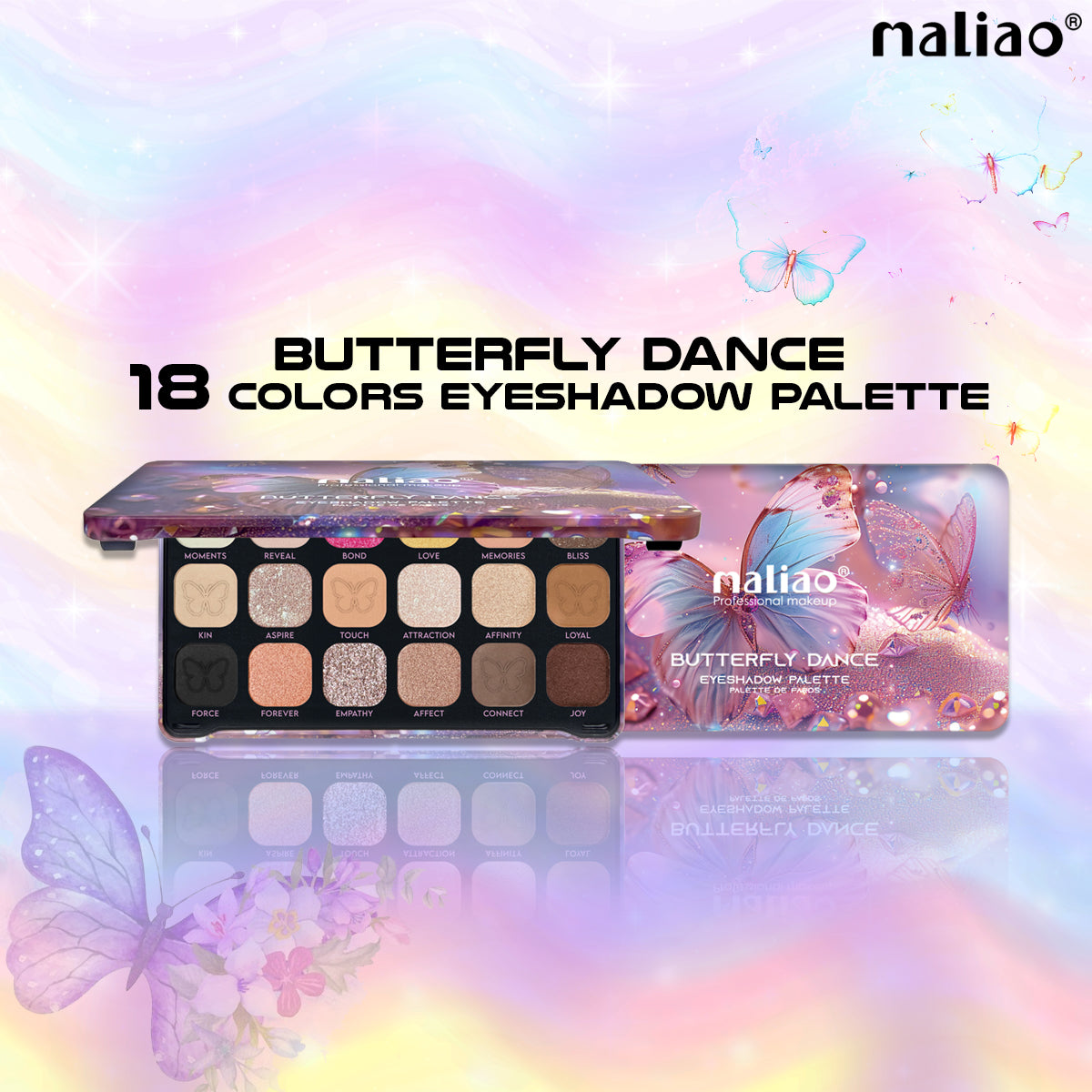 Maliao 18-Color Eyeshadow Palette – Blendable Matte & Shimmer Shades for Stunning Eye Makeup Looks – Highly Pigmented, Long-Lasting Eye Shadow Palette for All Skin Tones
